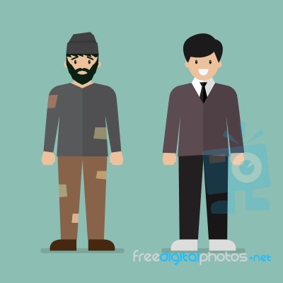 Homeless Man And Rich Man Character Stock Image