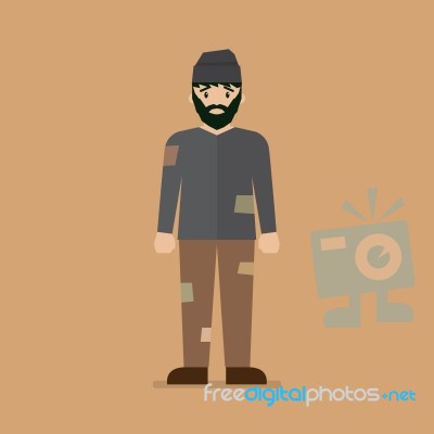 Homeless Man Character Stock Image