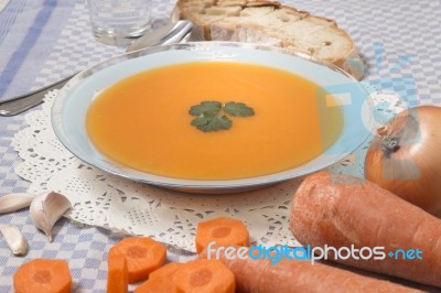 Homemade Carrot Soup Stock Photo