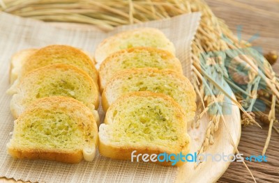Homemade Garlic  Bread With Paddy Rice Stock Photo