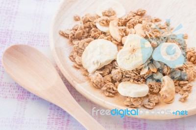 Homemade Granola Breakfast With Dried Fruit Stock Photo