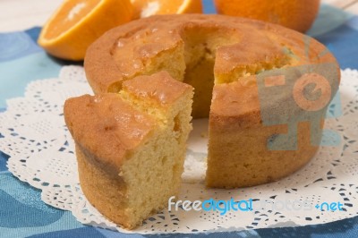 Homemade Orange Cake Stock Photo