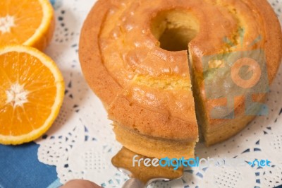 Homemade Orange Cake Stock Photo
