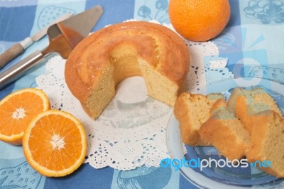 Homemade Orange Cake Stock Photo