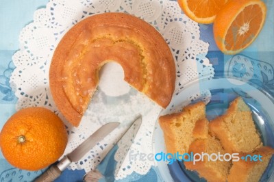 Homemade Orange Cake Stock Photo