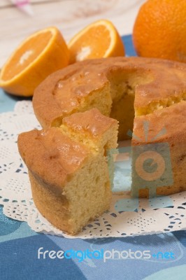Homemade Orange Cake Stock Photo