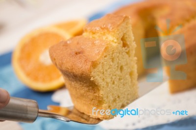 Homemade Orange Cake Stock Photo