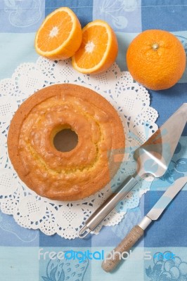 Homemade Orange Cake Stock Photo