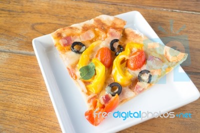 Homemade Pizza With Fresh Vegetable Topping Stock Photo