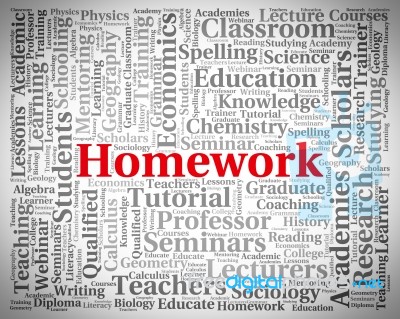 Homework Word Indicating Educated Assignments And Words Stock Image