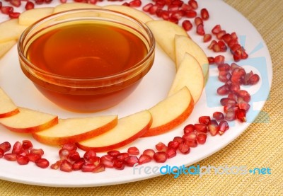 Honey And Fruit Stock Photo