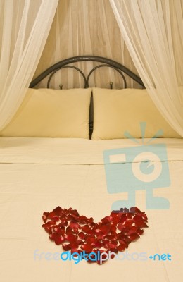 Honeymoon Bed Stock Photo