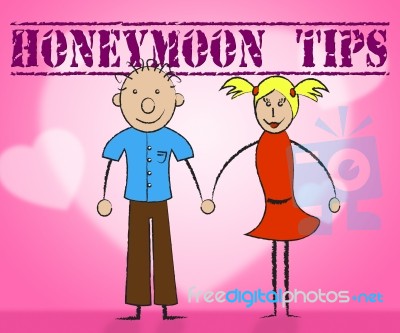 Honeymoon Tips Means Hints Romance And Suggestion Stock Image
