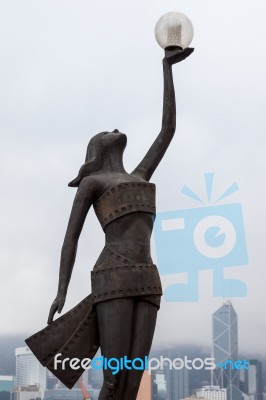 Hongkong, China/asia - February 29 : Statue On Kowloon Waterfron… Stock Photo
