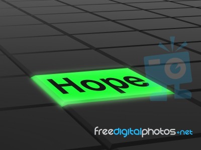Hope Button Shows Hoping Hopeful Wishing Or Wishful Stock Image
