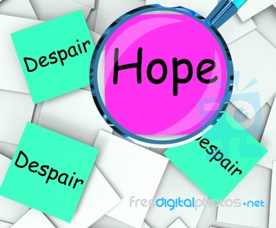 Hope Despair Post-it Papers Show Wishing Or Desperate Stock Image