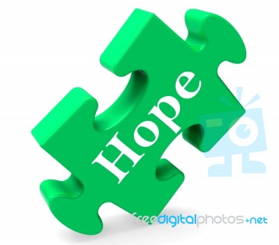 Hope Jigsaw Shows Hoping Hopeful Wishing Or Wishful Stock Image