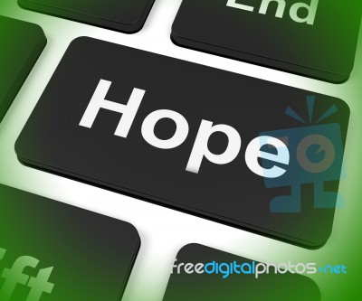 Hope Key Shows Hoping Hopeful Wishing Or Wishful Stock Image