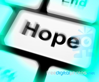 Hope Keyboard Shows Hoping Hopeful Wishing Or Wishful Stock Image