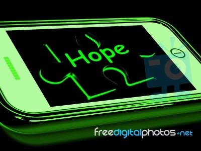 Hope On Smartphone Showing Prays Stock Image