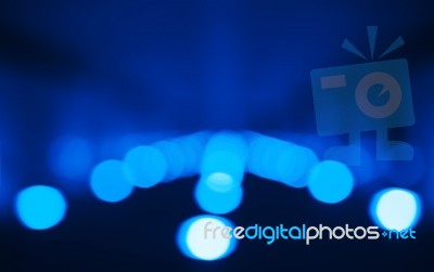 Horizontal Blue Bokeh Path Background Stock Photo