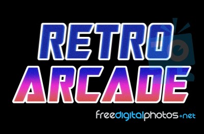 Horizontal Retro Arcade Text Illustration Background Stock Photo