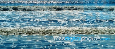 Horizontal Wide Tidal Ocean Waves Bokeh Background Backdrop Stock Photo