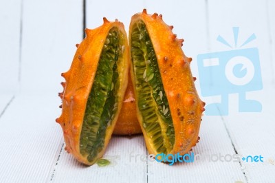Horned Melon Fruit Stock Photo