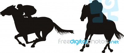 Horse And Jockey Racing Stock Image