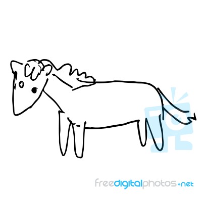 Horse Doodle Hand Drawn Stock Image