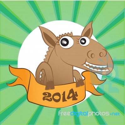 Horse With New Year Board Stock Image