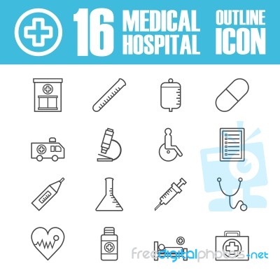 Hospital Outline Icon Stock Image