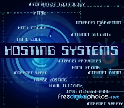 Hosting Systems Shows Internet Computing And Computer Stock Image