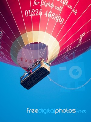 Hot Air Balloon Flying Over Bath Stock Photo