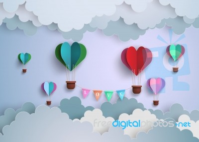 Hot Air Balloon In A Heart Shape Stock Image