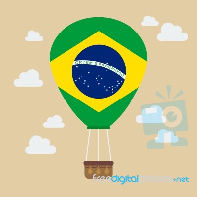 Hot Air Balloon With Brazil Flag Stock Image