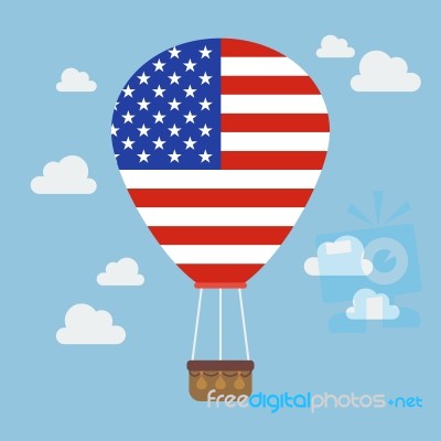 Hot Air Balloon With Usa Flag Stock Image