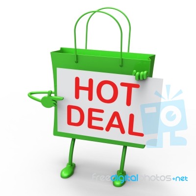 Hot Deal Bag Represents Bargains And Discounts Stock Image