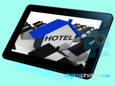 Hotel House Tablet Shows Place To Stay And Units Stock Image