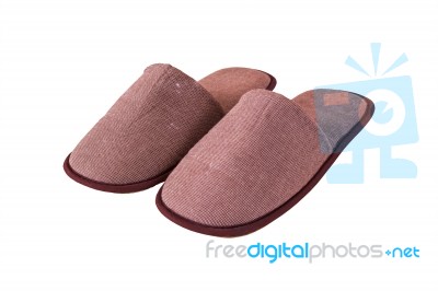 Hotel Slipper On White Background Stock Photo