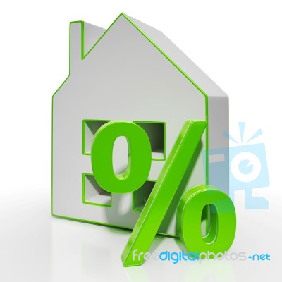 House And Percent Sign Shows Investment Or Discount Stock Image