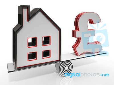 House And Pound Balancing Show Investment Stock Image