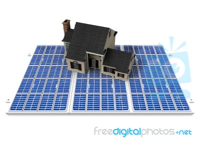 House And Solar Panel Stock Image