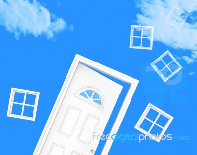 House Door Means Desire Residential And Habitation Stock Image