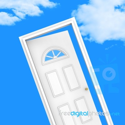 House Door Shows Property Household And Desired Stock Image