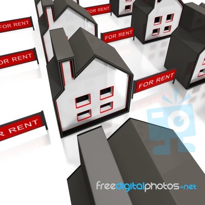 House For Rent Sign Showing Rental Stock Image