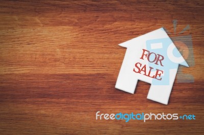 House For Sale Symbol With Wood Background Stock Photo House For Sale Symbol With Wood Background Stock Photo