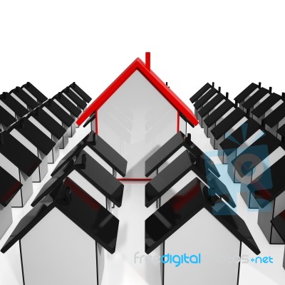 House Icons Showing Selling Real Estate Stock Image