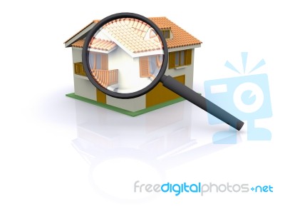 House Magnifying Glass Stock Image