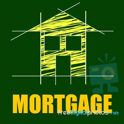 House Mortgage Shows Borrow Money And Apartment Stock Image